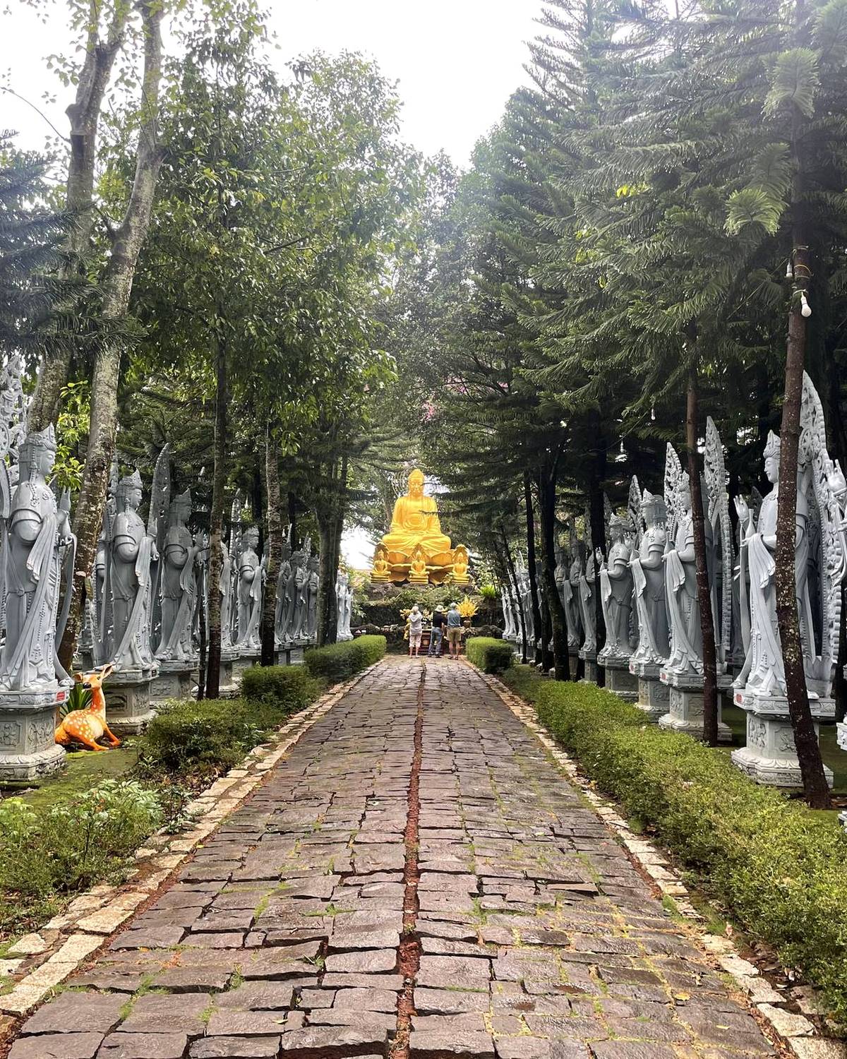 Lối đi và tượng Phật phía sau chùa Linh Ẩn